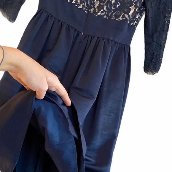 Eliza J Navy Quarter Sleeves Lace Cocktail Dress 2 - Picture 8 of 14